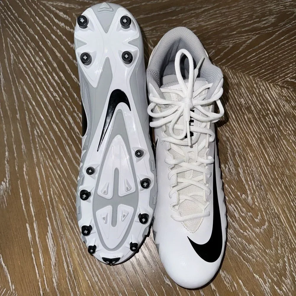 NIKE Alpha Menace 12 Men's Football Cleats WHITE/ Black/Gray ~‎ EXCELLENT
